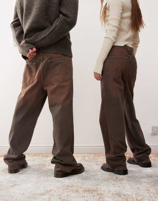Reclaimed Vintage unisex baggy dad jeans in washed brown