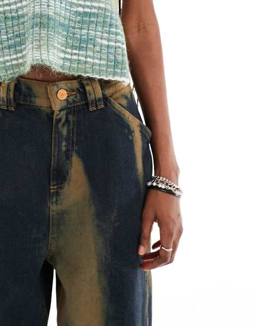 Reclaimed Vintage – Unisex – Baggy Jeans in abstraktem Indigoblau , 2 von 4