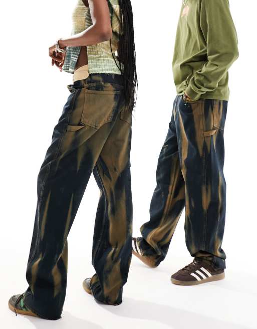 Reclaimed Vintage – Unisex – Baggy Jeans in abstraktem Indigoblau , 3 von 4