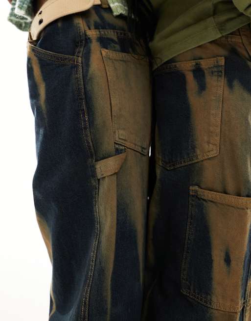 Reclaimed Vintage – Unisex – Baggy Jeans in abstraktem Indigoblau , 4 von 4