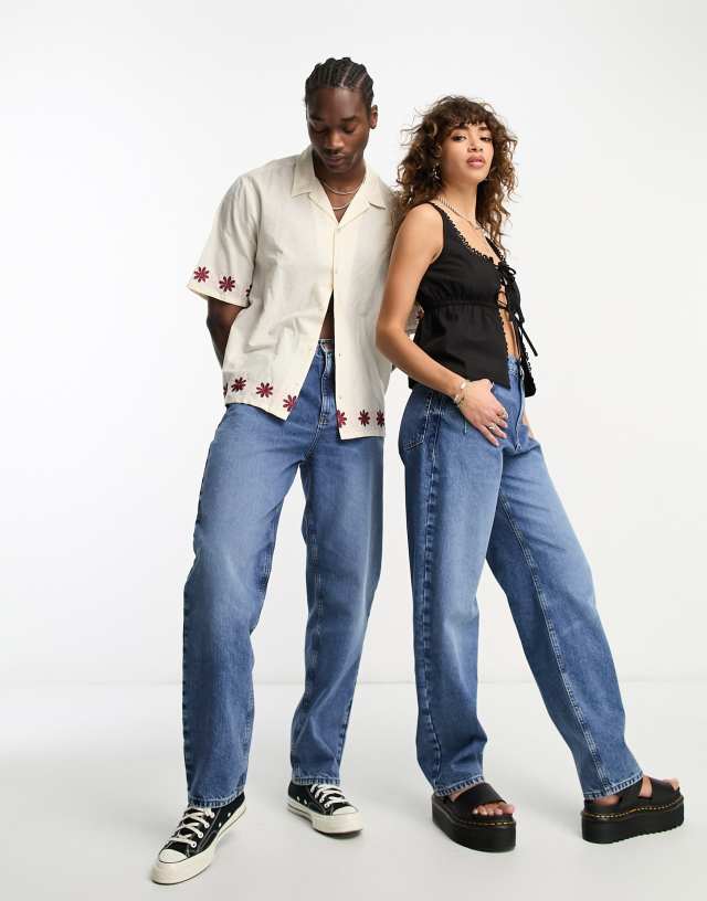 Reclaimed Vintage unisex baggy jeans in vintage indigo