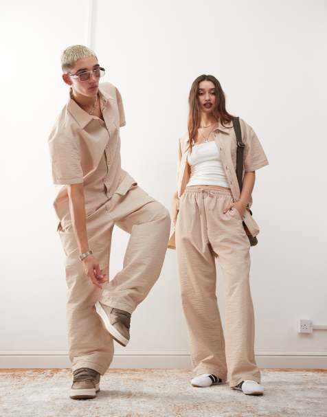 Reclaimed Vintage unisex baggy pants with contrast stitch in stone
