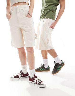 unisex baggy skate shorts in ecru-White