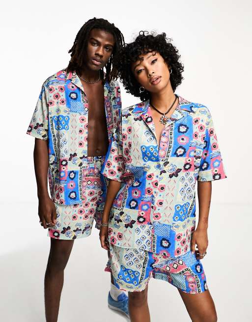 Reclaimed Vintage unisex bandana print viscose revere shirt (part of a set)