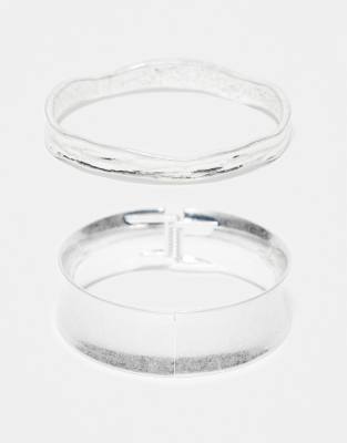 Reclaimed Vintage Unisex Bangle 2 Pack In Silver