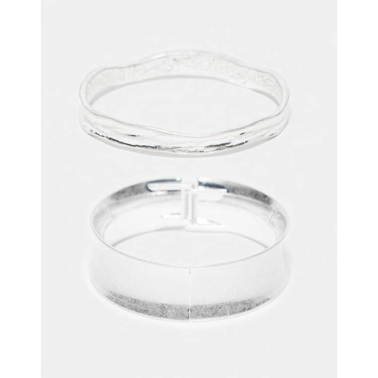 Reclaimed Vintage unisex bangle 2 pack in silver | ASOS