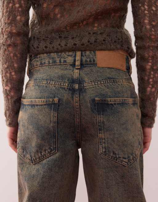 Reclaimed Vintage unisex barrel leg jeans in brown wash