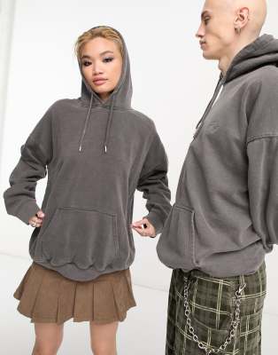 Reclaimed Vintage Unisex Basic Hoodie In Charcoal-gray