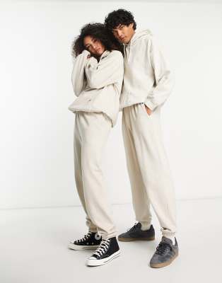 Reclaimed Vintage unisex basic sweatpants in stone - part of a set-Neutral