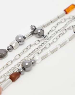 Reclaimed Vintage Unisex Beaded Layered Chain Necklace