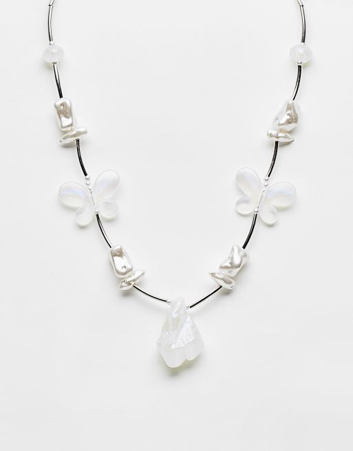Reclaimed Vintage unisex beaded moonstone necklace