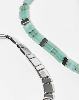 RECLAIMED VINTAGE UNISEX BEADY BRACELET 3 PACK-MULTI 