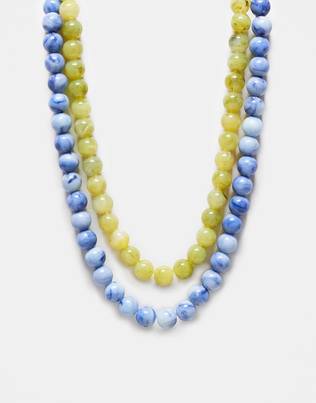 Reclaimed Vintage unisex beady necklace 2 pack in green and blue