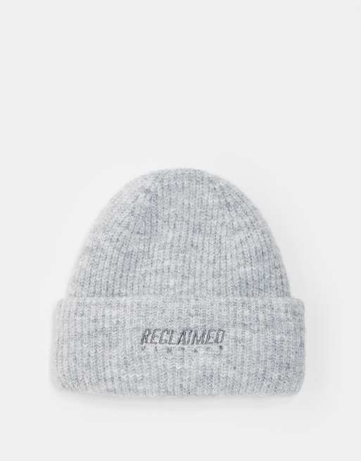 Reclaimed Vintage unisex beanie with branding in gray heather