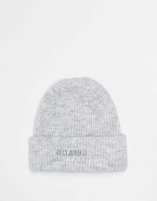 Reclaimed Vintage unisex beanie with branding in grey marl