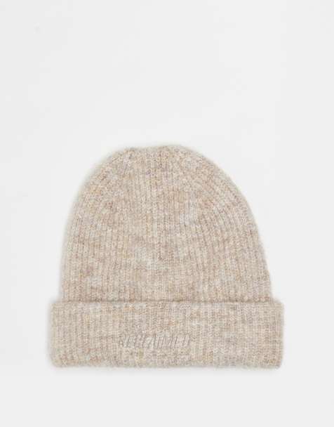 Reclaimed Vintage unisex beanie with branding in oatmeal - view 1