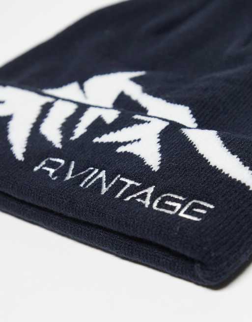 Reclaimed Vintage unisex beanie with mountain outline in black, 2 of 3