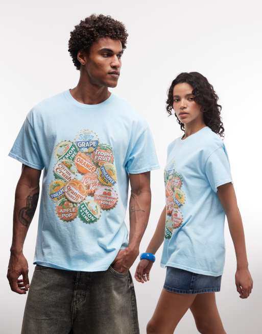 Reclaimed Vintage - Unisex - Blå oversized T-shirt med grafisk print af kapsler, 1 af 4