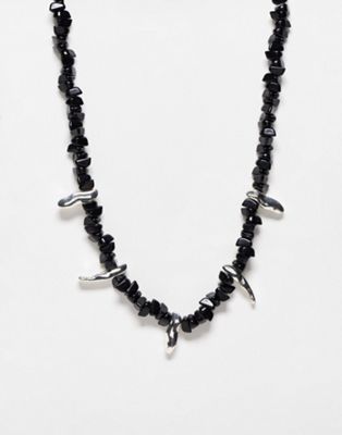 Reclaimed Vintage unisex black bead chain necklace