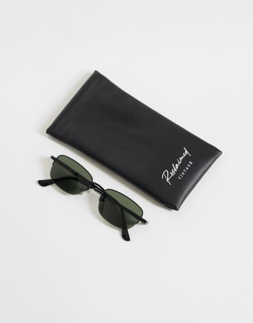 Reclaimed Vintage unisex Black D frame sunglasses in black, 2 of 3