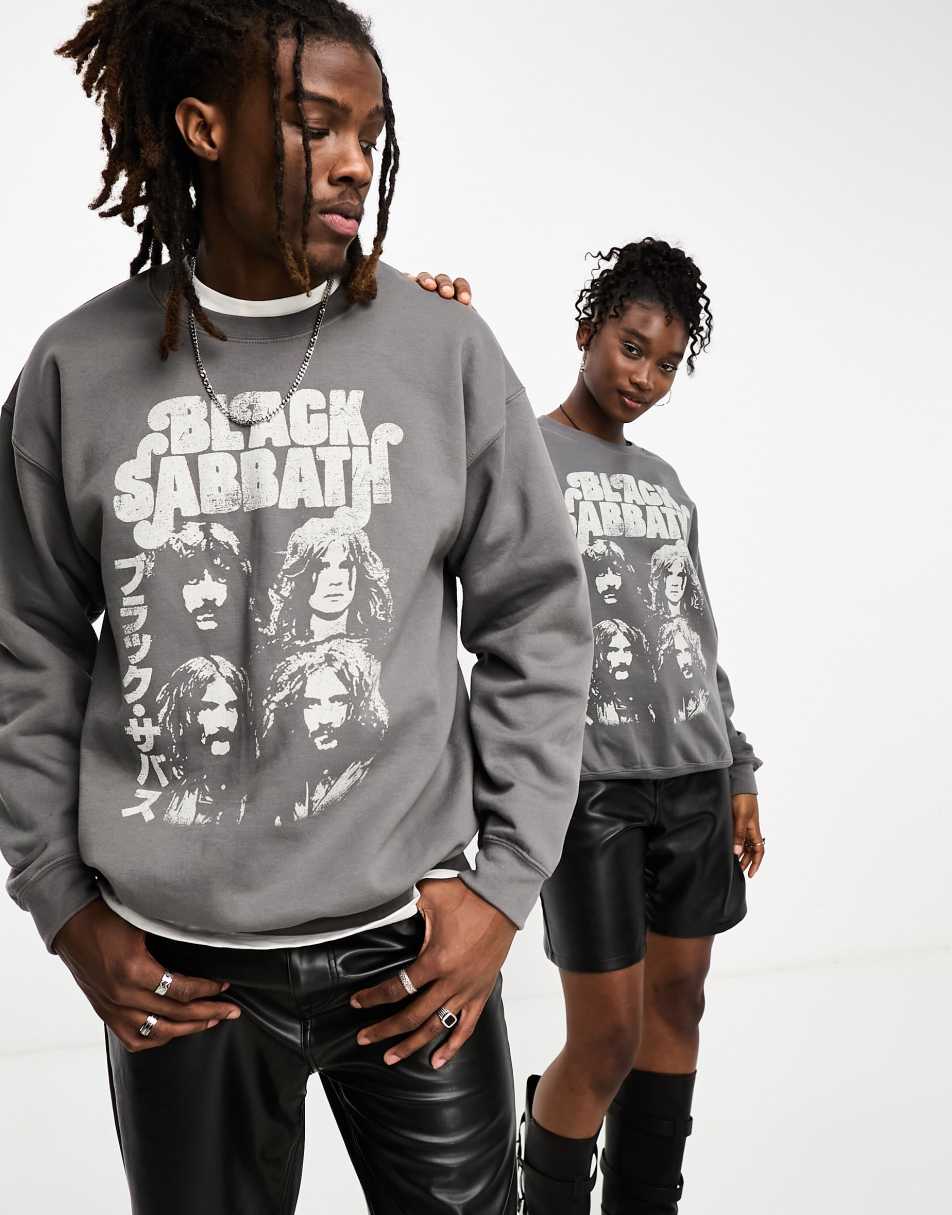 Reclaimed Vintage unisex Black Sabbath licensed sweat in charcoal