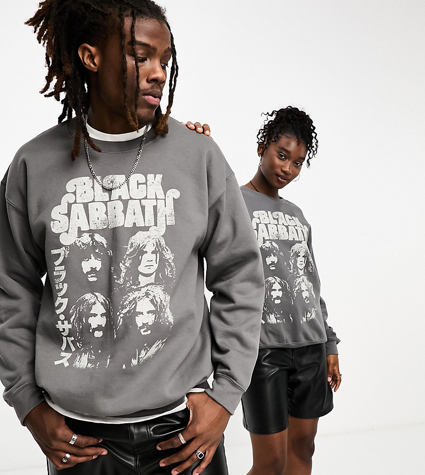 Reclaimed Vintage Unisex Black Sabbath Licensed Sweatshirt In Charcoal-gray