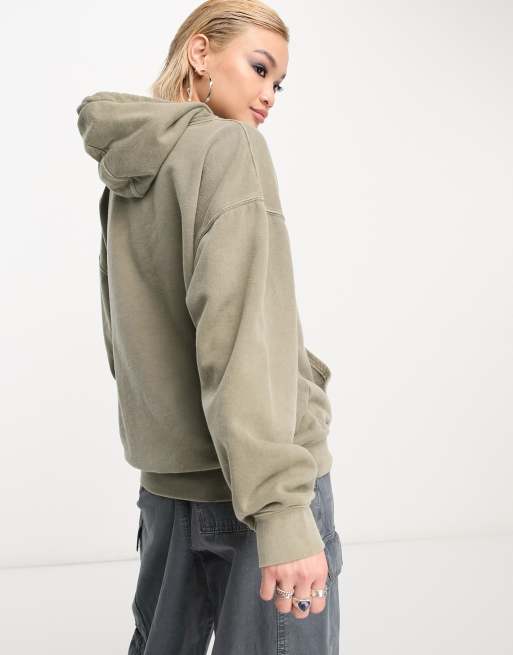 Washed khaki hoodie hot sale