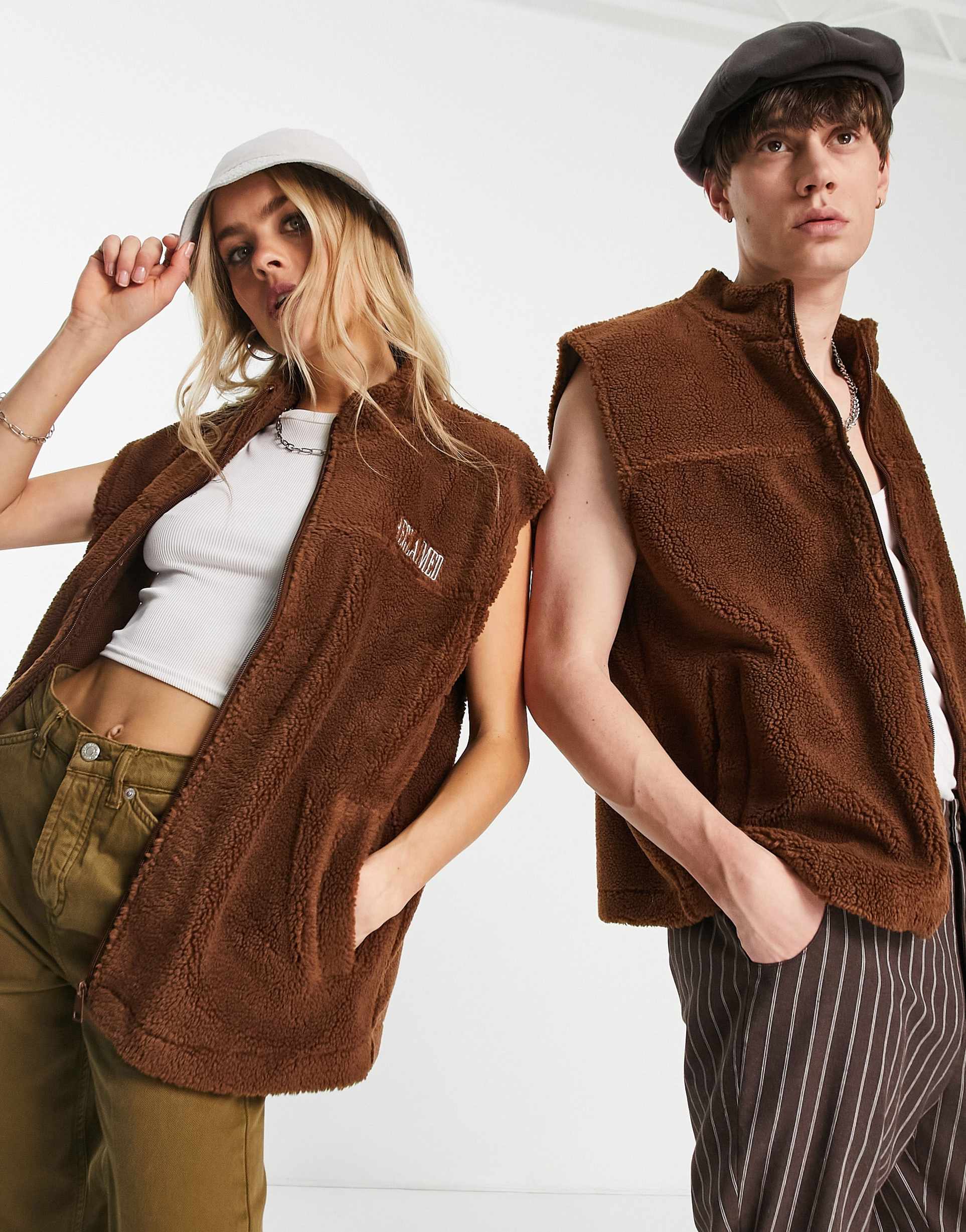 Reclaimed Vintage unisex borg gilet view 2