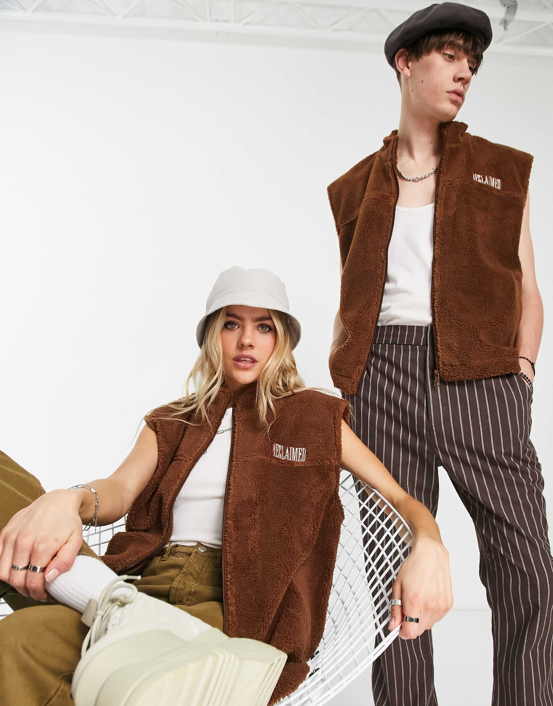 Reclaimed Vintage unisex borg gilet view 3