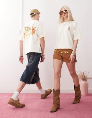 Reclaimed Vintage Unisex Boxy Cropped T-shirt With Back Fruit Print