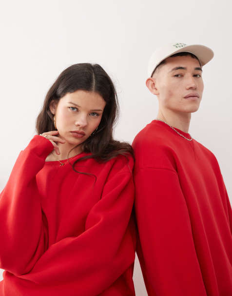 Reclaimed Vintage unisex boxy sweater in cherry red - view 1