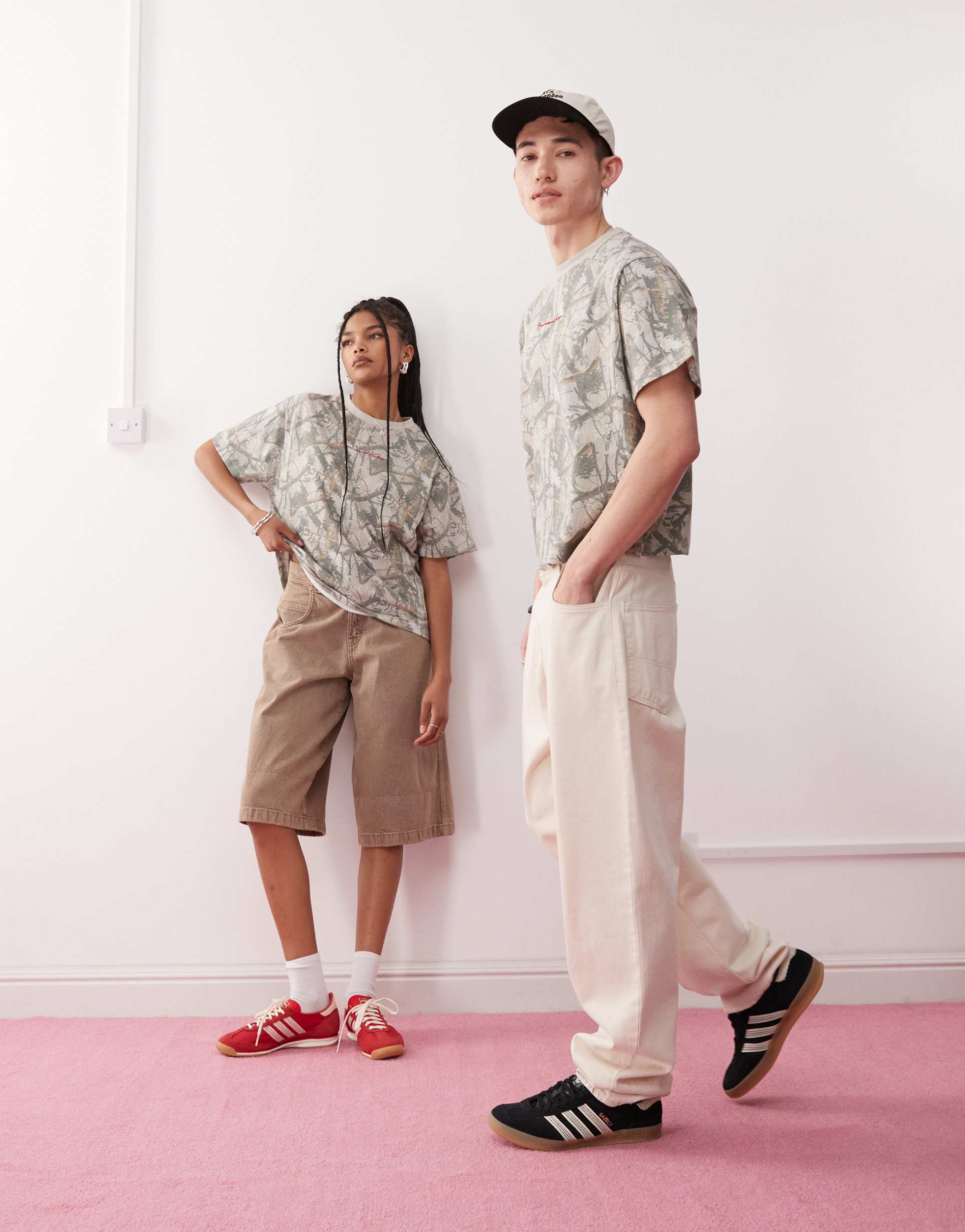 reclaimed vintage unisex boxy tee in camo print
