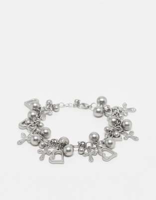 Reclaimed Vintage Unisex - Bracciale color argento con charms