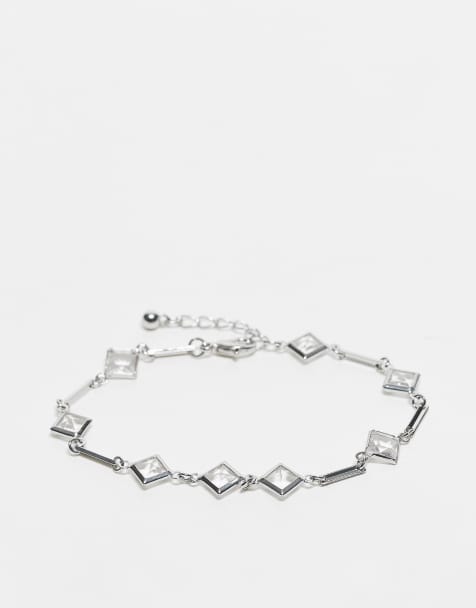 Reclaimed Vintage unisex bracelet with stones in silver - view 1