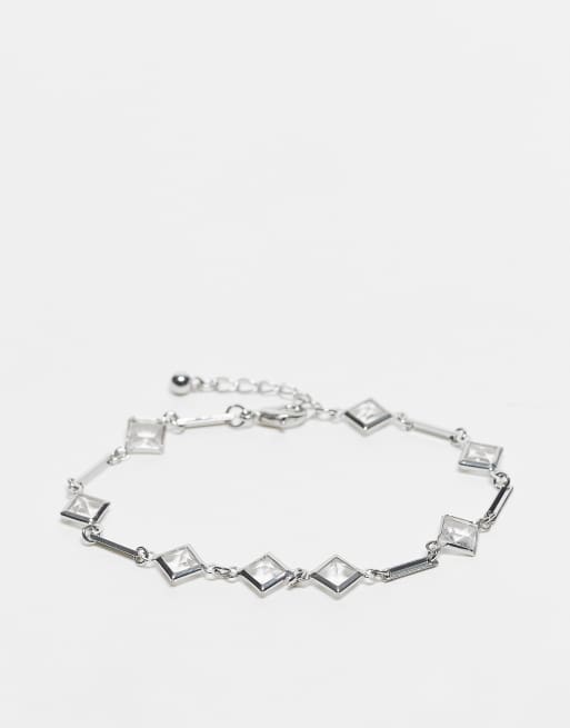 Reclaimed Vintage unisex bracelet with stones in silver
