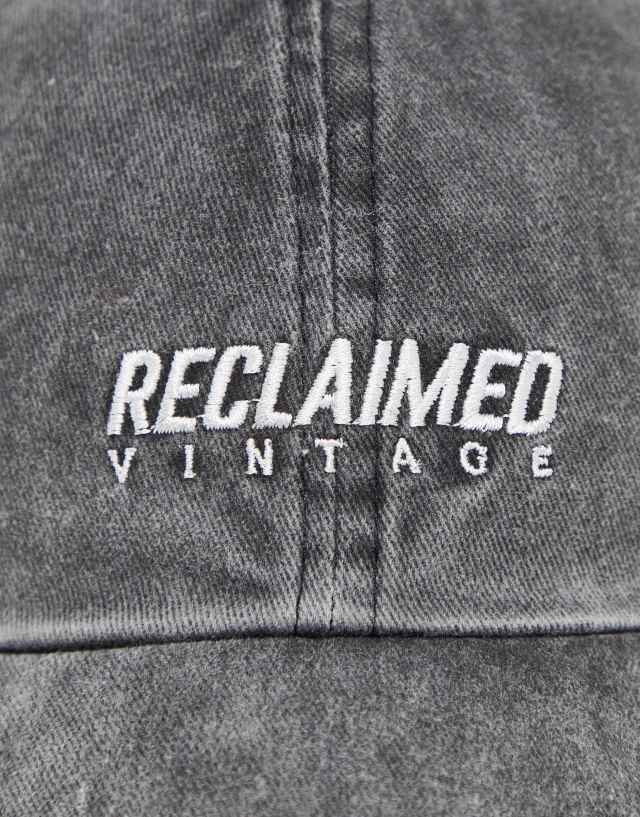 Reclaimed Vintage unisex branded cap in washed charcoal 0