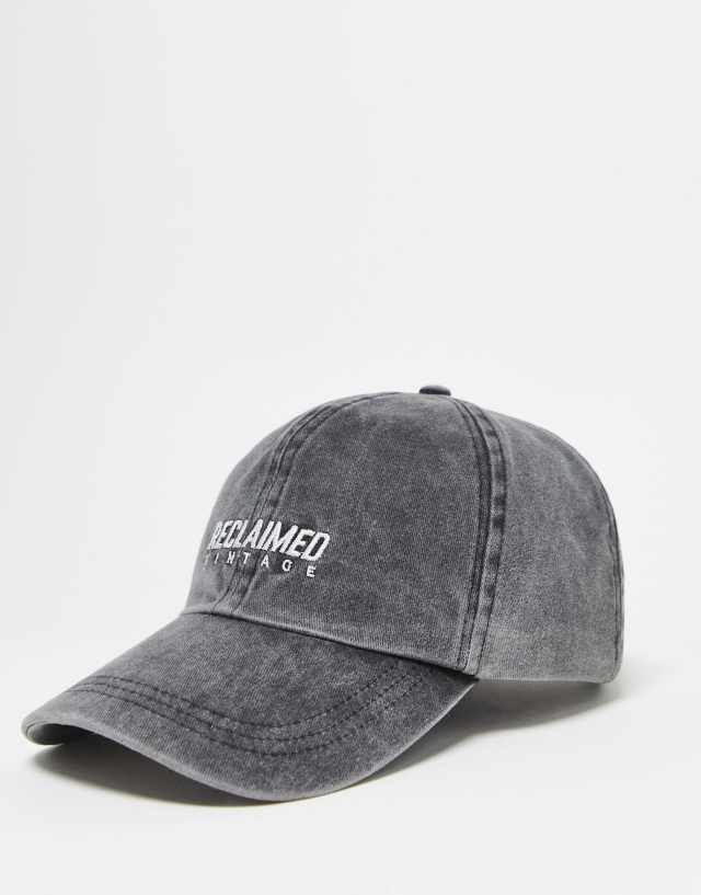Reclaimed Vintage unisex branded cap in washed charcoal 1