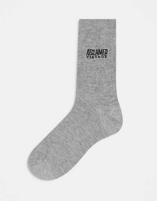 Reclaimed Vintage unisex branded socks in grey marl