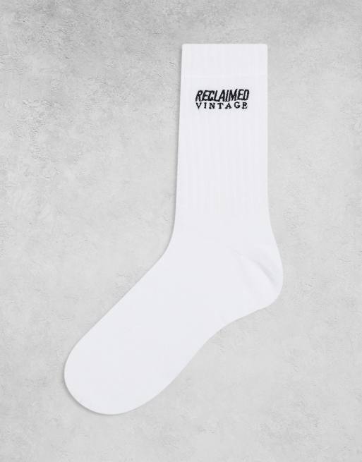 Reclaimed Vintage unisex branded socks in white