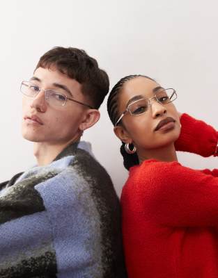 Reclaimed Vintage - Unisex-Brille im 90er-Librarian-Design mit Blaulichtfilter-Silber