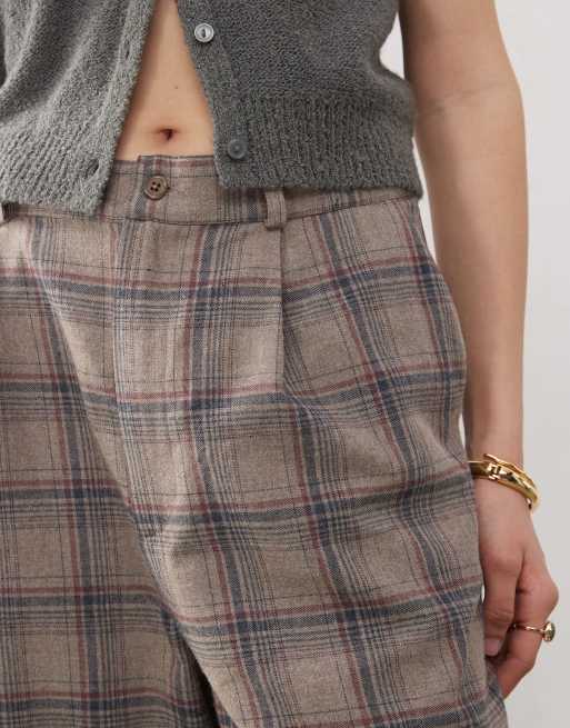 Reclaimed Vintage - Unisex - Bukser med vide ben og brune tern, 5 af 5