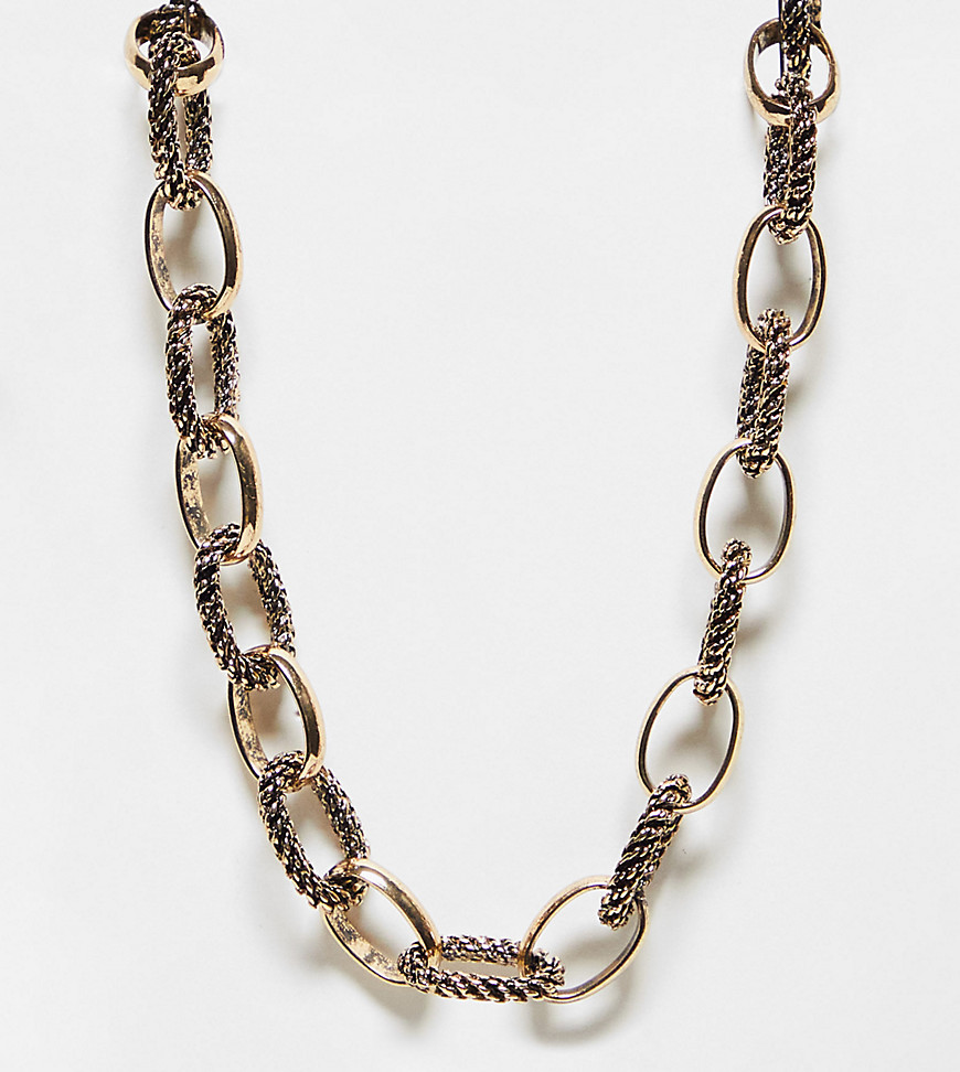 Reclaimed Vintage unisex burnished gold mash up chain in gold