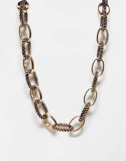 Reclaimed Vintage unisex burnished gold mash up chain in gold