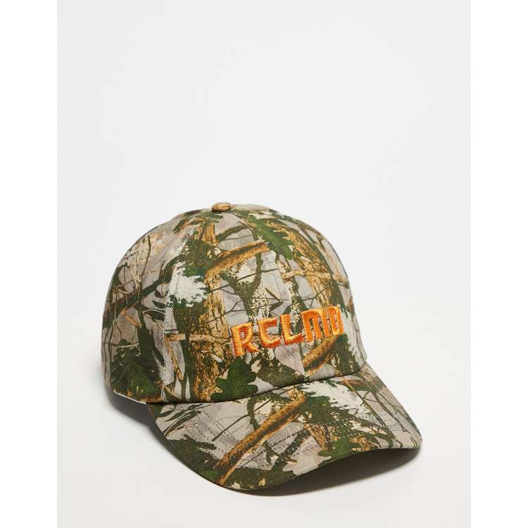 Reclaimed Vintage unisex camo cap with branding in orange ASOS