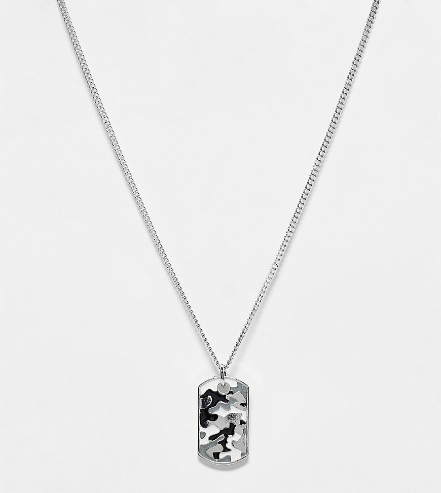 unisex camo pendant necklace in silver