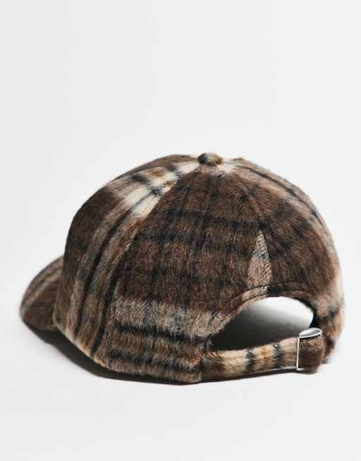 Reclaimed Vintage unisex cap in brown and yellow brushed check