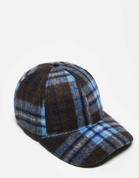 Reclaimed Vintage unisex cap in brushed blue and black check - view 1