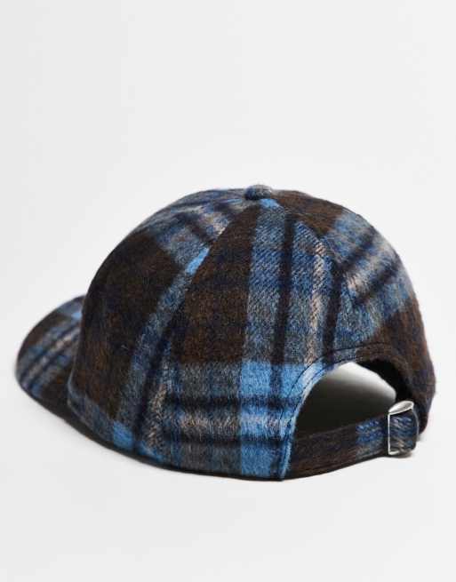 Reclaimed Vintage unisex cap in brushed blue and black check