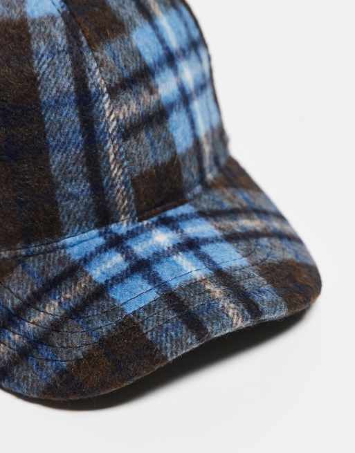 Reclaimed Vintage unisex cap in brushed blue and black check