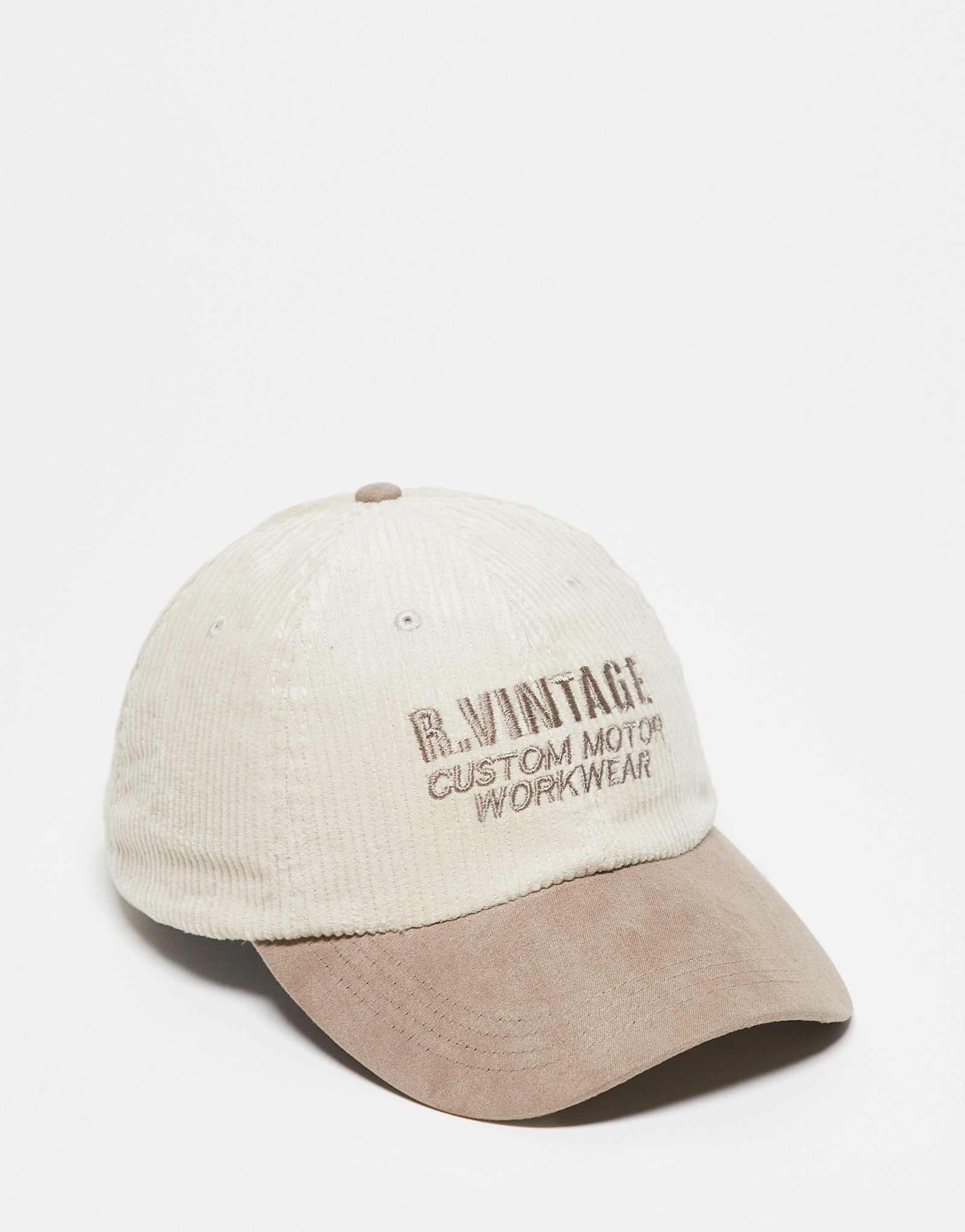 Восстановленная винтажная кепка унисекс с фирменным знаком из кремового вельвета